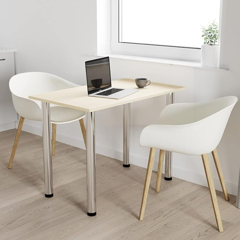 Valgomojo stalas su chromuotomis kojomis, valgomojo stalas, virtuvės stalas, biuro stalas, klevas, 60 x 40 cm