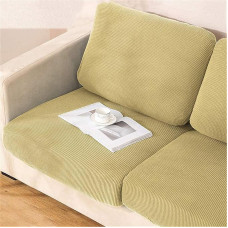 CENPENYA Sofos sėdynės pagalvėlės užvalkalas, storas tempimo sėdynės pagalvėlės apsauginis užvalkalas, žakardinis sofos sėdynės užvalkalas, elastingas patvarus pagalvėlių užvalkalas sofai (didelis 2 sėdimų vietų, smėlio spalvos)