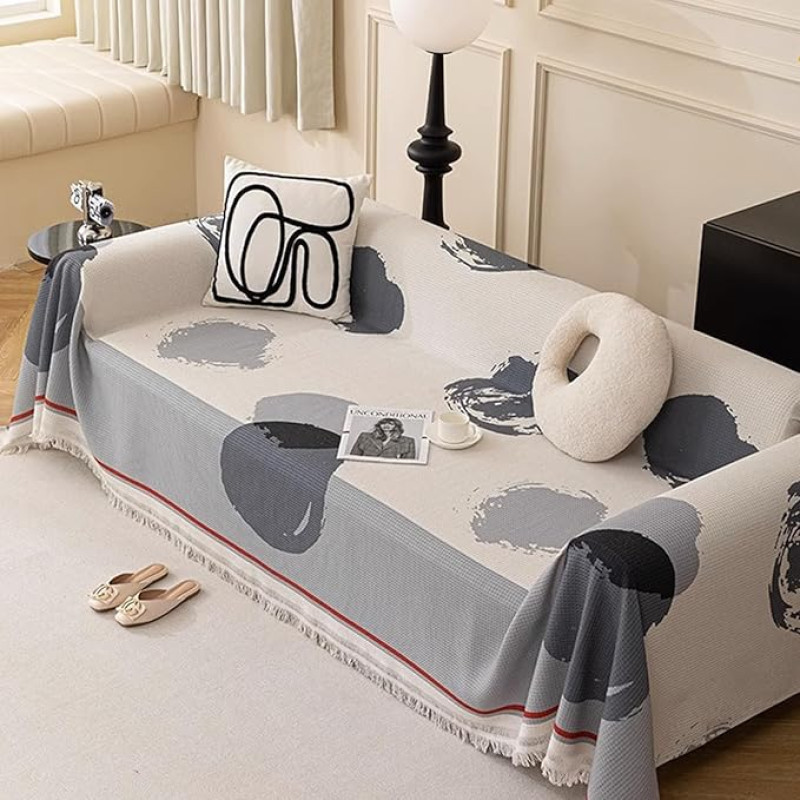 Sofos metimai antklodės 1/2/3/4-sėdimos sofos rankšluostis Daugiafunkcinis sofos apsauginis dangtelis, skirtas L U formos sofai / sofos kėdėms be rankų / modulinei kampinei sofai Pietų pertraukos metamoji antklodė Medvilninis linas (180 x 260 cm, F)