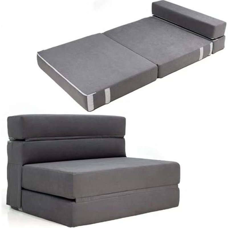 Verstellbarer, umwandelbarer Klappstuhl, gepolstertes Bodensofa, Memory-Schaum, 3-in-1-Klappstuhl, Schlafsaal, Spielbett, Couch, Matratze, 100 x 75 x 66 cm