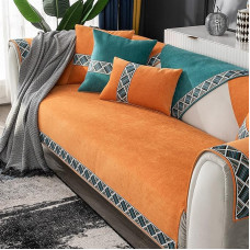 GZGLZDQ Chenille Sofa padengti pagalvėlė Couch Chenille Sofa pagalvėlė Couch padengti vienspalvis Couch padengti gyvenamojo kambario baldai Chaise Longue (spalva: oranžinė, dydis: 90 x 70 cm)