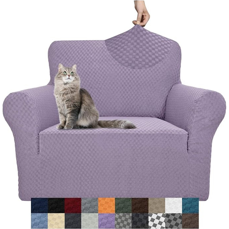 YEMYHOM Žakardinis sofos užvalkalas Aukšto tempimo sofos užvalkalas gyvenamajam kambariui Naminis gyvūnėlis Šuo Katė Fotelis Neslystanti elastinga baldų apsauga (maža, šviesiai violetinė)