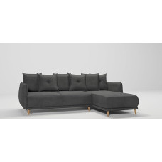 S-Style Möbel Monte Corner Sofa, Dešiniojo kampo sofa su miego funkcija, lovos dėžės sofa svetainei, laisvai pastatoma minkštasuoliai, sofos, sofos, mikropluošto, grafito spalvos, 238 x 170 x 89 cm