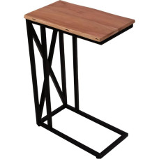 SAM Adona Nešiojamojo kompiuterio staliukas Akacijų medienos masyvas + natūralios spalvos staliukas su juodu metaliniu rėmu 46 x 25 x 67 cm FSC® 100% sertifikuotas