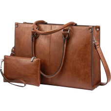 LOVEVOOK Bolsa para Portátil Mujer Grande de 15.6 Pulgadas Cuero PU Shopper de Hombro Cruzado Tote Bag de Trabajo para Negocios de Profesor Oficina Escuela, ruda