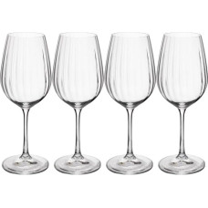 MIKASA Treviso krištolo taurės baltam vynui, 350 ml, 4 vnt., be švino, skaidrios elegantiškos taurės su bangavimo efektu, skirtos šventėms