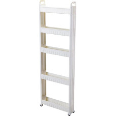 XYSQ 2/3/4/5 pakopų plona lentyna, serviravimo vežimėlis, virtuvės vežimėlis, mobilus sandėliavimo lentynos organizatorius virtuvei, vonios kambariui, skalbyklai, biurui, plastikinis, baltas, 10 cm pločio (dydis: 5 sluoksniai)