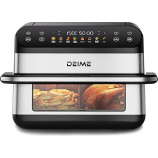 DEIME Dviejų zonų oro keptuvė 10L dvigubos 2400W didelės talpos orkaitės oro keptuvės su 8 išankstiniais nustatymais, didelė oro keptuvė šeimoms, vizualus kepimo langas, nepridegantis krepšys