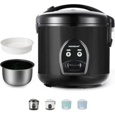 MOOSUM ryžių viryklė su keramine danga - 1,8 l talpos, skirta 2-10 žmonių, su garintuvu, palaikymo šiltuoju vandeniu funkcija, ryžių šaukštu ir matavimo taurele - juoda