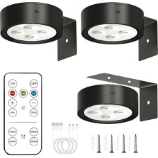 Anmossi LED Picture Lighting, Pack of 3 Battery Wall Light Indoor, LED Wall Lamp with Remote Control, Timer, 3 Colour Temperatures, Dimmable, for Pictures, Dartboard, Photo Frame, Portrait (Black)
