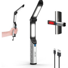 Smiling Shark Workshop Lamp, LED Work Light, Rechargeable, Foldable with Hook and Magnetic Holder, 4 Light Modes, White & Red Light, Workshop Lamp for Men, Car Repair, Garage, Workshop, Camping