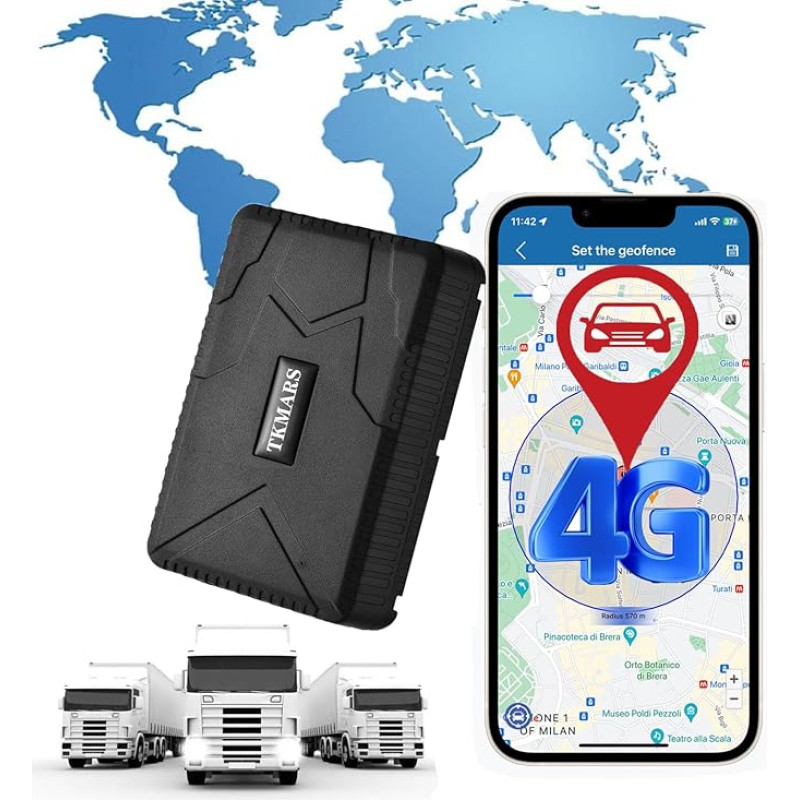 TKMARS 4G automobilio GPS seklys GPS seklys be ABO 7800 mAh su nemokama programėle, kritimo signalas