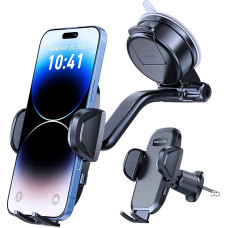 Miracase [2025 Upgraded] Mobile Phone Holder Car Mobile Phone Holder, Universal Car Phone Holder [Strongest Suction Cup & Ventilation Hook] 360° Rotatable Car Mount for iPhone Pro Max Samsung Galaxy