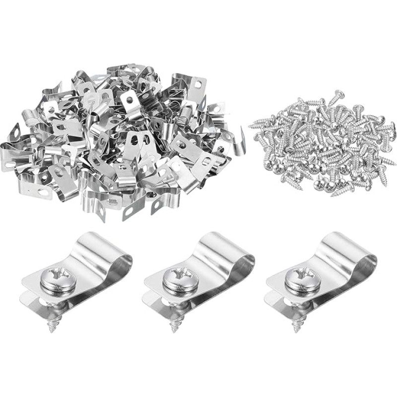 QUARKZMAN 100 Stück Zaundrahtklemme, Kabelklemme Drahtzaun Clips mit Schrauben Montageclip für 6mm OD Draht für Holz Metall, Vinyl, Zaun