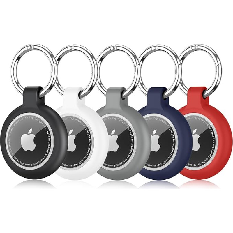 Airtag-Halter, 5 Stück, Schlüsselanhänger-Hülle, wasserdichte Silikon-Schutzhülle für Airtags, kratzfeste GPS-Abdeckung mit Schlüsselanhänger für Airtag-Tag-Artikelfinder für Haustiere, Kinder, Gepäck