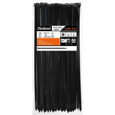 Oksdown 400 mm x 7.6 mm Wide, Pack of 100, Extra Strong Cable Ties with 50 kg Tensile Strength, Black, UV-Resistant, Large Nylon Plastic, Self-Locking Multifunctional Cable Zip Ties