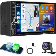 Motorsi 2 DIN Carplay Car Radio, 7 Inch HD Touchscreen Wired Android Car Stereo MP5 Player, Supports Bluetooth/MirrorLink/FM/USB2.0/AUX/Charging/Remote Control + Reversing Camera