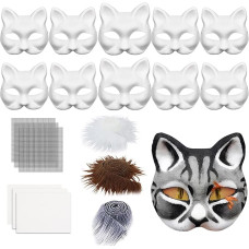 LUPATDY Katės kaukė, kačių kaukės tapybai su akimis, tinkleliu ir kailine barzda, 