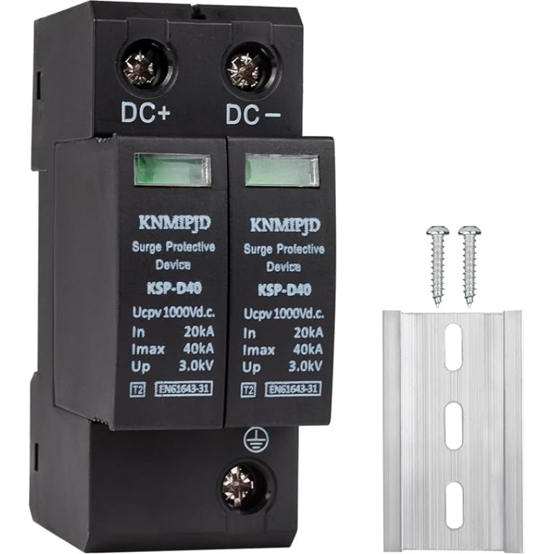 KNMIPJD viršįtampių apsaugos įtaisas PV sistema DC 1000 V 2P T2 viršįtampių apsauga Fotovoltinė apsauga nuo įtampos žaibo apsauga fotovoltiniams saulės ir elektros energijos šaltiniams (2P DC 1000V)