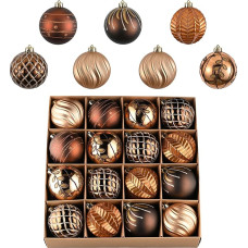 Valery Madelyn kalėdinių papuošalų rinkinys, 16K bronzos, vario ir aukso spalvos, nedūžtantys kalėdinės eglutės papuošalai, rutuliniai papuošalai, 3,5 colio elegantiški kabantys papuošalai kalėdinėms eglutėms