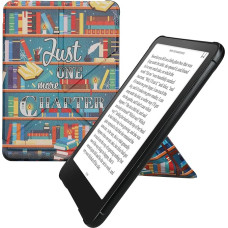 kwmobile Protective Case Compatible with Amazon Kindle Paperwhite (2024)/Colorsoft - Faux Leather Case - eReader Cover Case - Library Theme Multicoloured