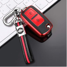 ontto Automobilio raktų dėklas VW Golf Bora Lupo Passat Polo MK4 Sharan Transporter Seat Skoda nuotolinio valdymo pultelio dangtelis TPU odinis raktų dangtelis raktų dėklas raktų apsaugos dėklas 2 mygtukų raudonas