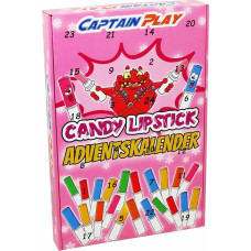 CAPTAIN PLAY Candy Lipstick Adventskalender 2025 mit 24 Süßwaren Lippenstift einzeln verpackt, 120g