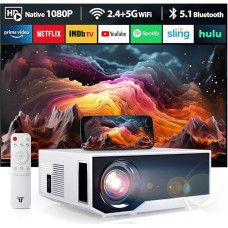 Projector, 4K Support 5G WiFi Projector with 20,000 Lumens 300 Inch Display in the Evening Outdoor Projector Home Cinema Compatible with Smartphones / TV Stick / PS5 / USB