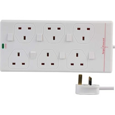 Pro Elec 2816NS(1N) Extension Cable 6 Way Single Switchable 2 m White