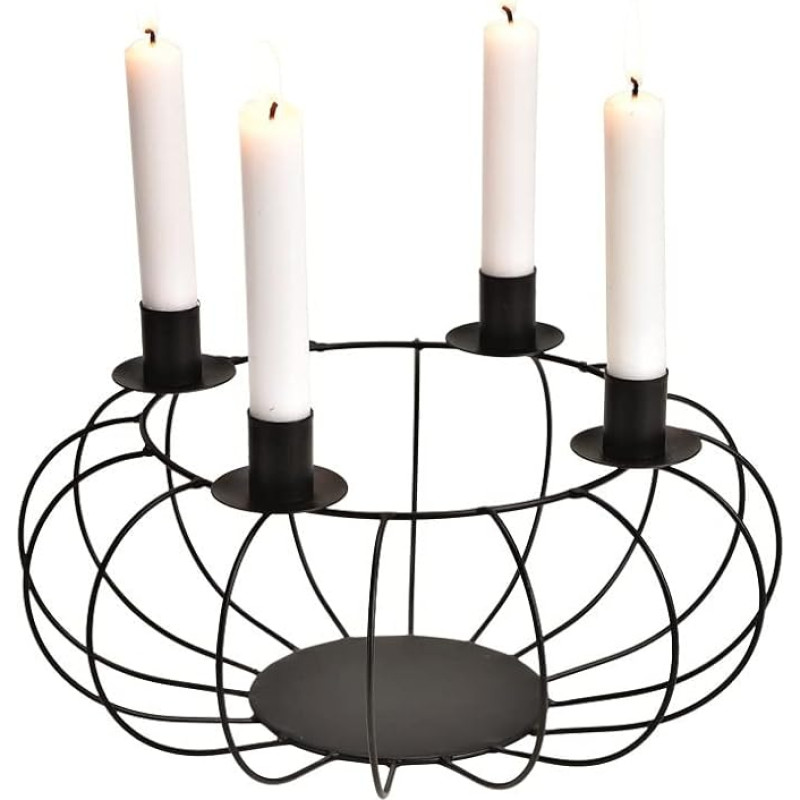 Advento vainiko krepšys Pintas žvakių žiedas Žvakių laikiklis Žvakių laikiklis Apvalus Advento susitarimas, pagamintas iš metalo, juodas, skirtas lazdelinėms žvakėms Skersmuo 30 cm Dekoratyvinis vainikas Kalėdų dekoracija Žvakių laikiklis