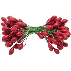 floral supplies Weihnachtskranz Beeren, 100 Köpfe (50 Stiele) auf Draht, rot, gold oder gemischte Stechpalmenkerne für festliche Bastelarbeiten und Girlanden (Rot, 2 Stück (100 Drähte))