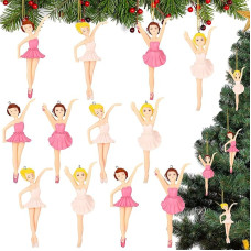 Ballerina Christmas Tree Ornament Decoration Resin Ballet Ornament Hanging for Christmas Tree Ballet Dancer Gift for Christmas Pendant Christmas Party Decoration Pack of 12