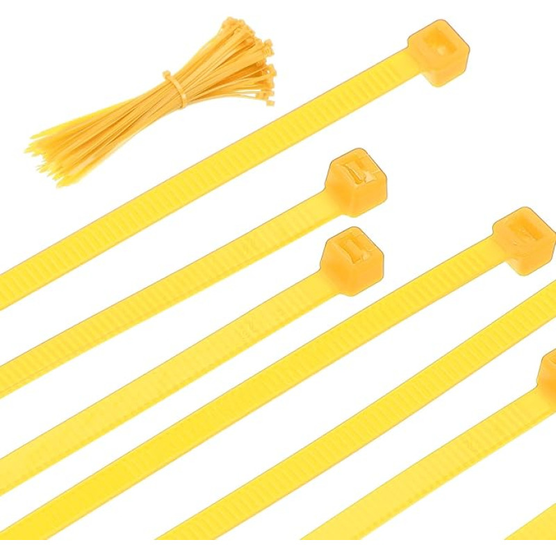 PATIKIL Kabelbinder 250 mm, 100 Stück Selbstverriegelnde Nylon Kabelbinder Schwere Kabelverwaltung mit 50 lbs Zugfestigkeit für den Innen- und Außenbereich, Gelb (0,2