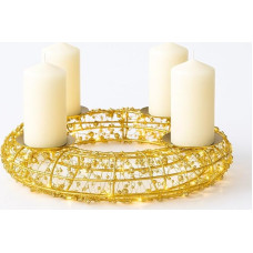 Advent Wreath Gold with LED Lighting - Metal Ring with 150 Warm White LEDs - 4 Candle Plates - 30 cm Diameter - Christmas Decoration Indoor