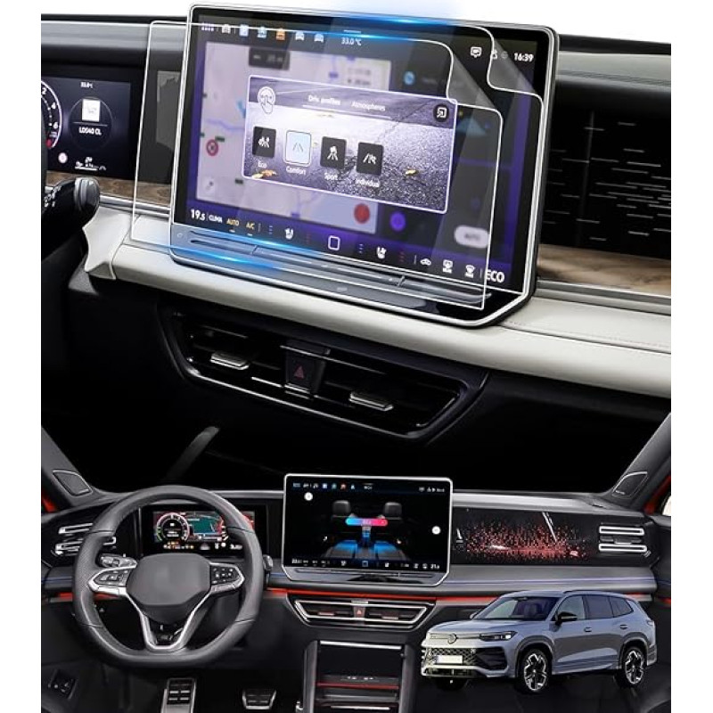 LFOTPP Pack of 2 Screen Protectors Compatible with VW Tayron SUV 2025 2026 10.25 Inch Digital Cockpit Touch Screen, Tayron SUV Nano PET 5H Anti-Scratch Protective Film Accessories
