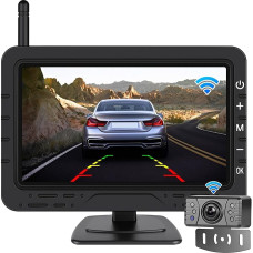 CAMECHO belaidis atbulinės eigos kameros rinkinys, 4,3 colių monitorius su 1 belaidžiu atbulinės eigos kamera priekabai, kemperiui, sunkvežimiui, automobiliui, autobusui, IP68 vandeniui atsparus, naktinis matymas, 12V-36V