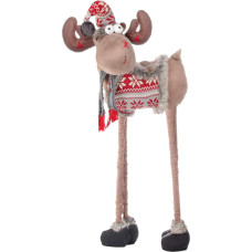 SPRINGOS Kalėdų figūrėlė Šiaurės elnias briedis Teleskopinės kojos Reguliuojamas aukštis nuo 84 iki 124 cm Mielas su kepure ir šaliku Kalėdų dekoracija