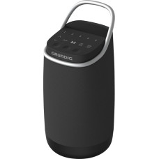 GRUNDIG Bluetooth Speaker GBT Band 360, Music Box, 360° Sound, 12 Watt RMS, up to 30 m Range, 19 Hours Battery Life, DAB+ and FM Radio, AUX Input, OLED Display, Black, GLR7768, 21.5 cm