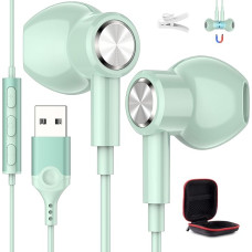 ASKUBSKU Magnetinės lengvos žaidimų ausinės, USB, nešiojamojo kompiuterio ausinės su triukšmo apsauga ir garso valdymu, ausinės su mikrofonu ir kabeliu, skirtos tiesioginei transliacijai PS4 PS5 biure,