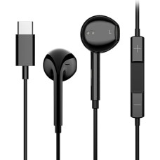 Juodos USB C laidinės ausinės 