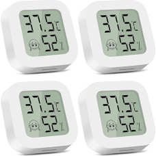 CNMTCCO Humidity Meter Indoor Thermometer 4 Pieces Hygrometer Mini LCD Digital Thermometer Gauge for Study Room Baby Room Wine Cellar Senior Room etc