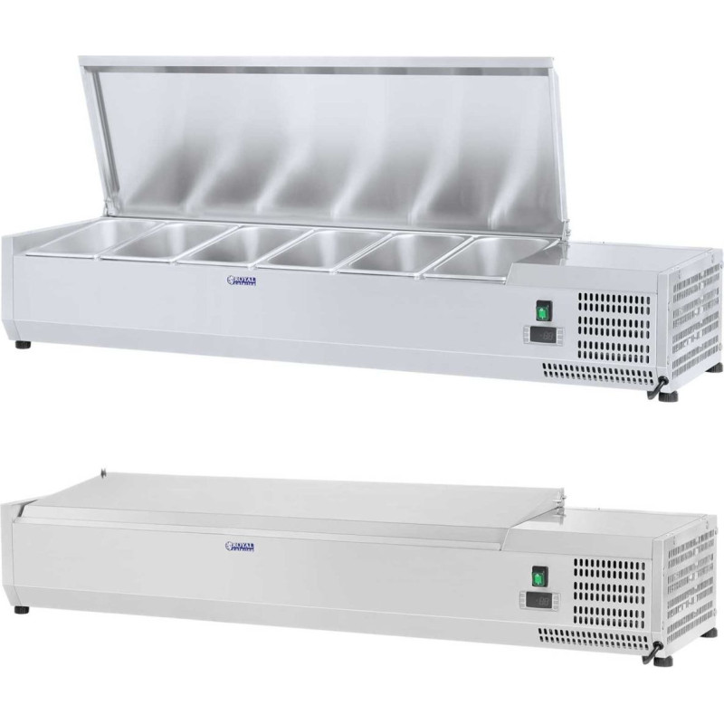 Royal Catering Šaldymo padėklas su plieniniu dangčiu 6x GN1/4 140 cm