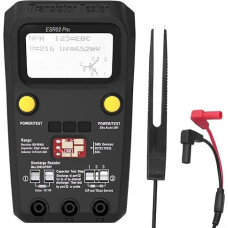 GLFLOW ESR02 Pro Skaitmeninis tranzistorių testeris su LCD ekranu, skirtas komponentams, induktyvumui, galingumui ir didesniam atsparumui (ESR02PRO, švarus klipas)