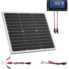 VEVOR Solarpanel 12V Monokristallines Solarpanel-Kit, 50W, für Mono-Solarmodule mit verbessertem MPPT-Controller, für Auto, Boot, RV, Anhänger, Flachdach (Halterung nicht im Lieferumfang enthalten)