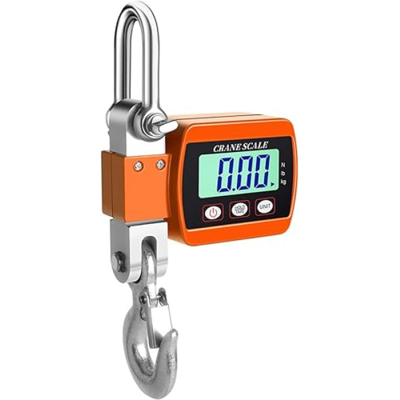 ciciglow Skaitmeninės pramoninės kranų svarstyklės Tragbarer Hochleistungshaken für 0,05-500 Kg Waage-Tool mit LCD-Display für Port-Terminal- und Fertigungsmaterialien (blau) (ORANGE)