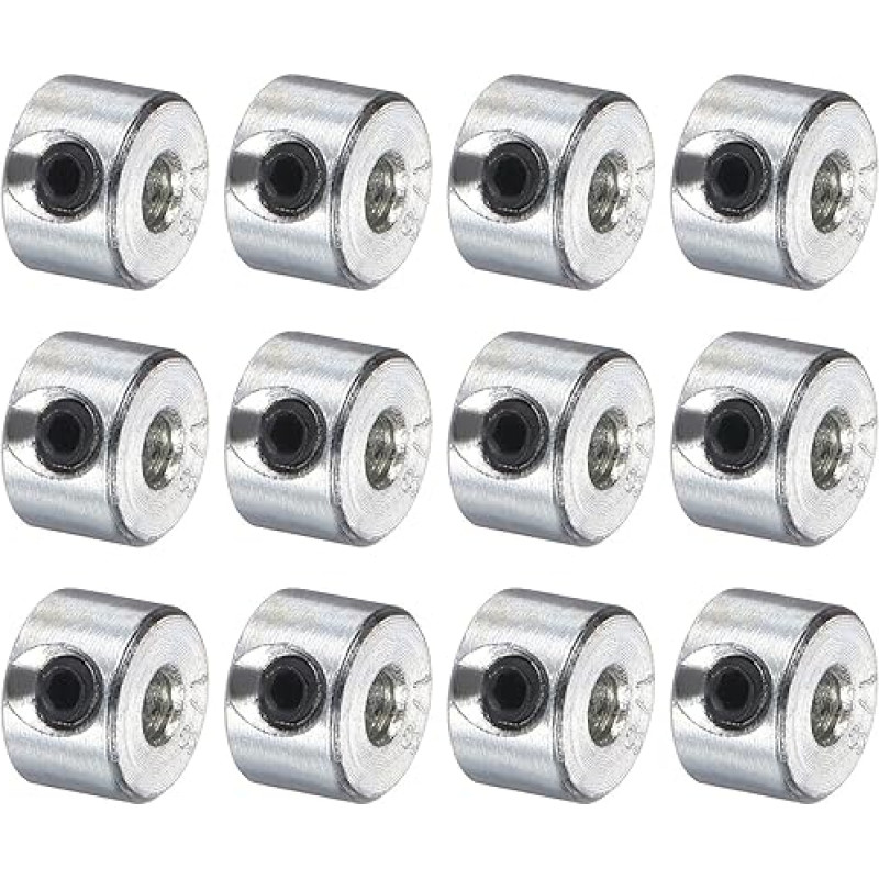 tiekimo žemėlapis Schraubenmanschetten, 0,3 cm Bohrung, verzinkter Karbonstahl, Schaftmanschetten 0,95 cm Außendurchmesser, 0,6 cm Breite, Schloss-Achsenmanschettenklemme (hohl, leicht), 12-teiliges Set