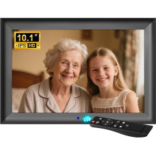 OBVHNUA Digital Photo Frame 10.1 Inch Electronic Photo Frame with IPS Display 1280 x 800 Resolution Supports USB/SD Card (128 GB) Automatic Rotation Music/Video/Photo Player, Calendar & Alarm Clock