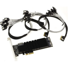 KALEA-INFORMATIQUE PCI Express PCIe 3.1 x4 Controller Card with 24 SATA 6G Ports Chipset JMB575 (x6) With Low and High Profile Cables and Angles
