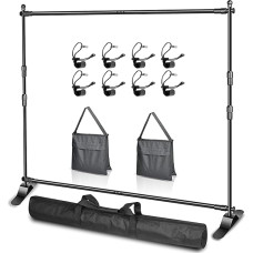 Emart 10 x 8 Feet (300 x 240 cm) Photo Background Banner Stand - Adjustable Telescopic Tube Measure Stand, Step and Repeat Frame Stand for Professional Photo Booth Background Stand Kit