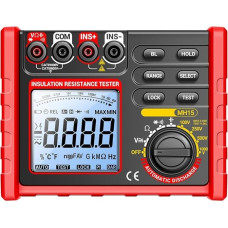 Pumixiy Digitales Megohmmeter Ohm Widerstandsmesser Isolationsprüfer mit 4 Prüfspannungen, großem LCD-Display und automatischer Spannungsfreigabe für Motoren, Kabel und Schalter